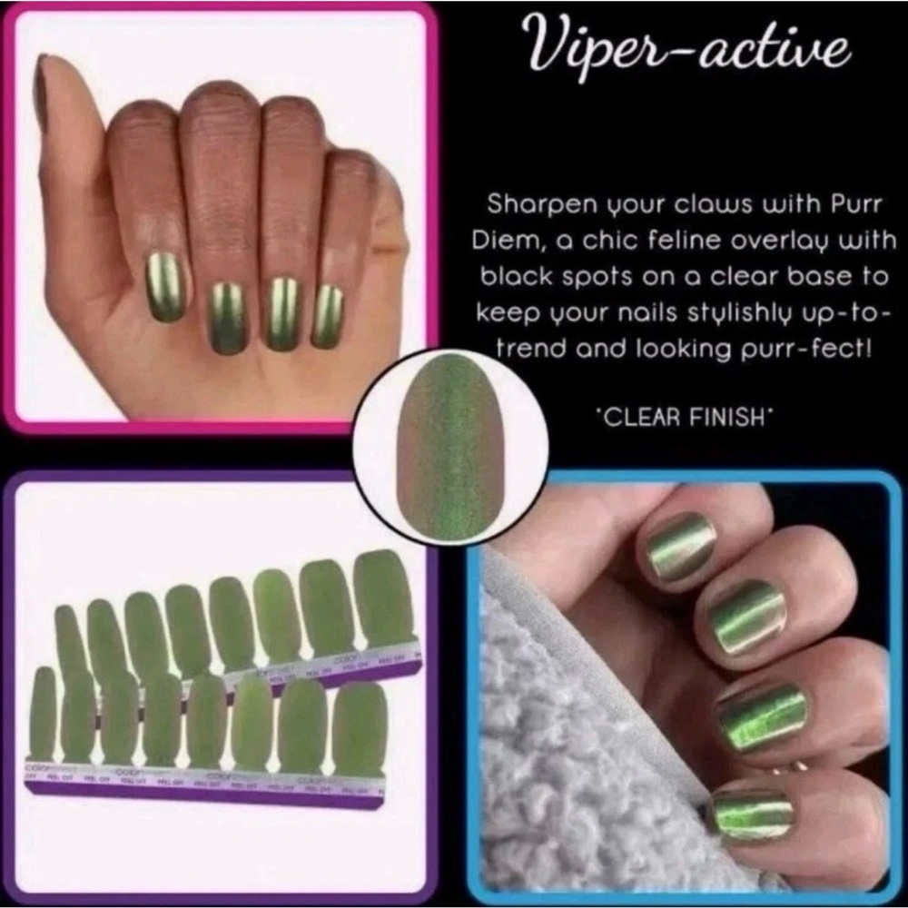 Color Street Viper-Active Green Chrome Press-On Nails